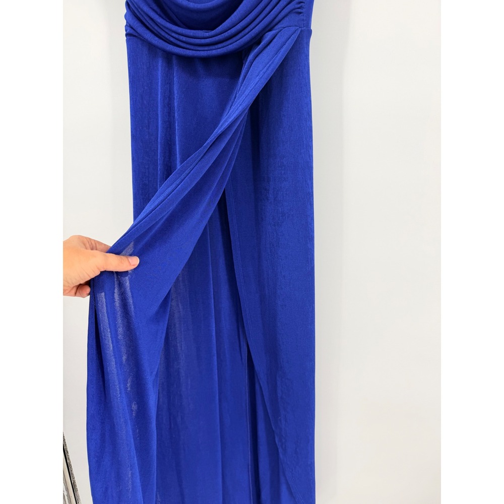 Lucy In The Sky Royal Blue Cowl Neck Wrap Maxi Dress Formal Prom Gown Womens L - Picture 4 of 9